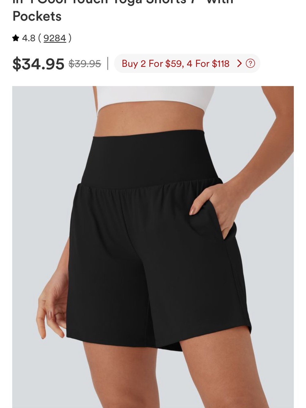 HALARA Black High-Rise Athletic Shorts with Side Pockets
